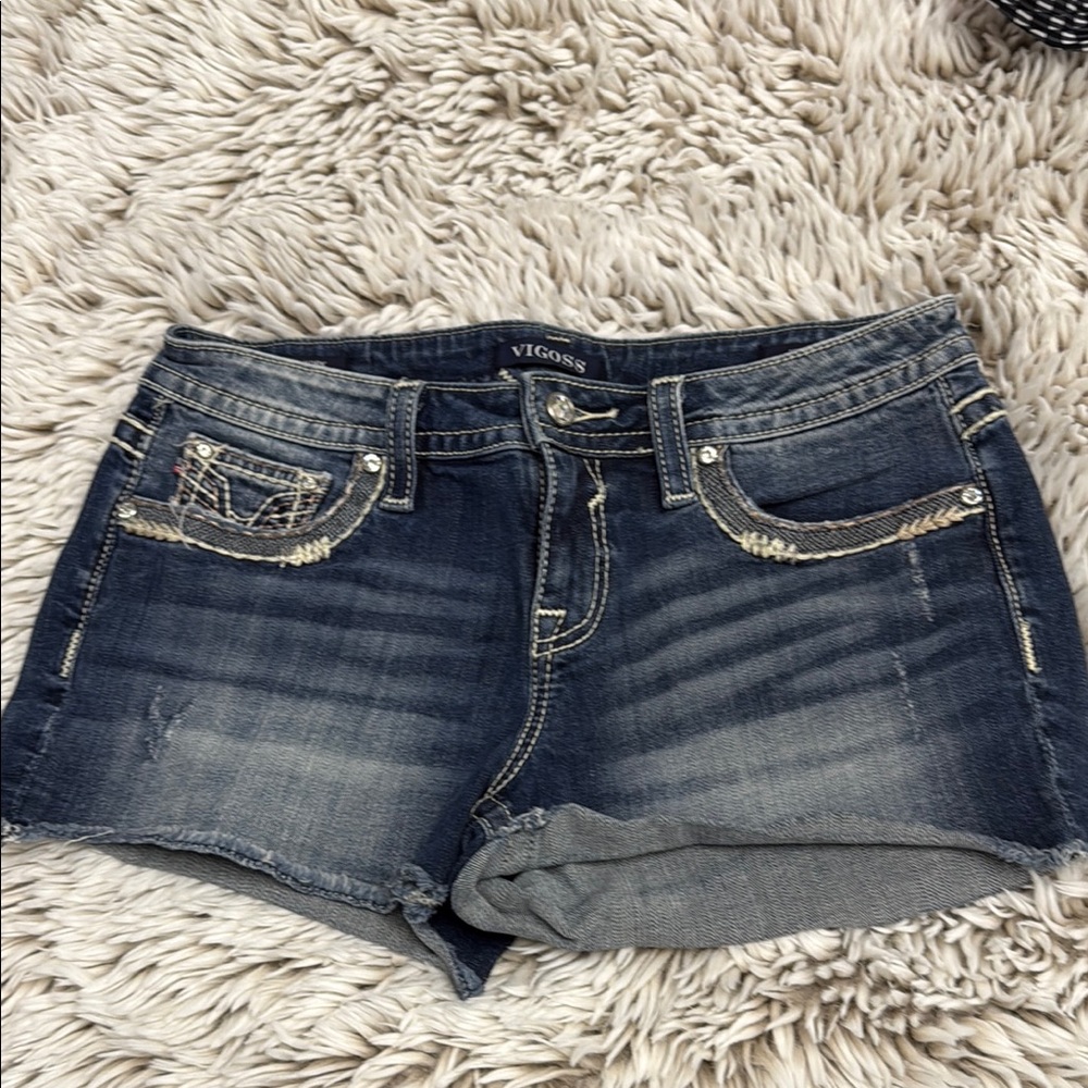 Vigoss Blue Jean Shorts with Distressed Look